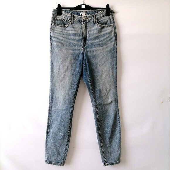 Good American Womens Blue Denim High Rise Distressed Ankle Jeans Size 16 - Picture 1 of 7